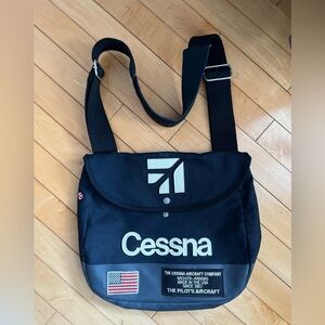 Cessna Pilot Black Canvas Messenger Bag by Red Canoe- Men's Crossbody
